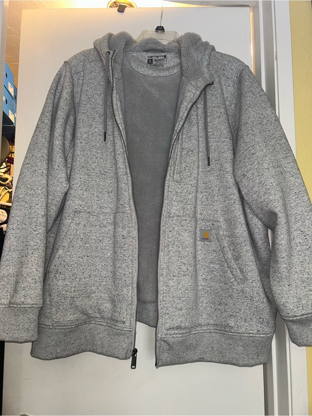 Carhartt Heather Gray Sherpa-Lined Zip Hoodie, 3X